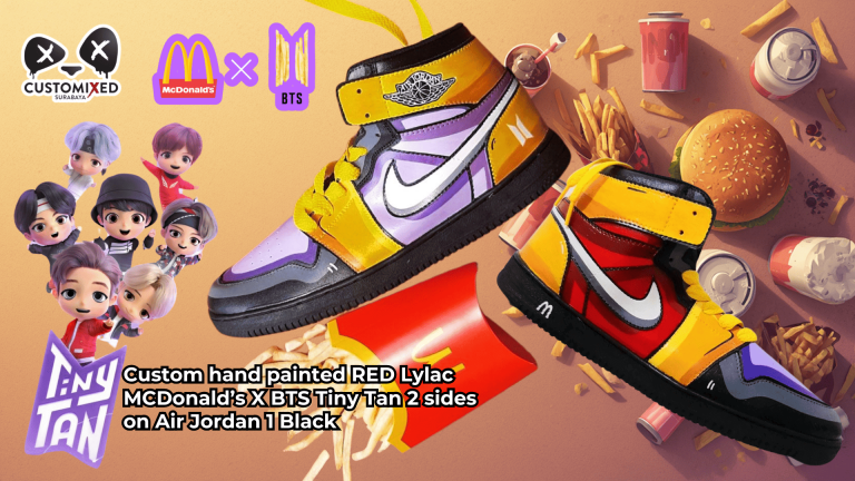 BT21 Red Purple Paint Custom AJ1 Sneakers