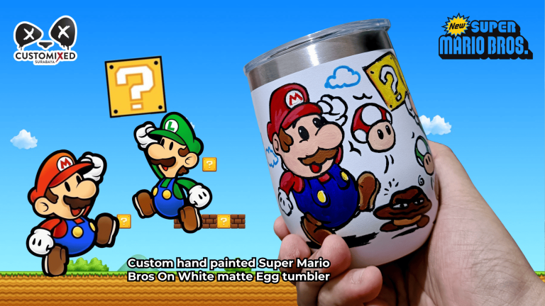 Mario N Luigi Custom Paint Egg Tumbler